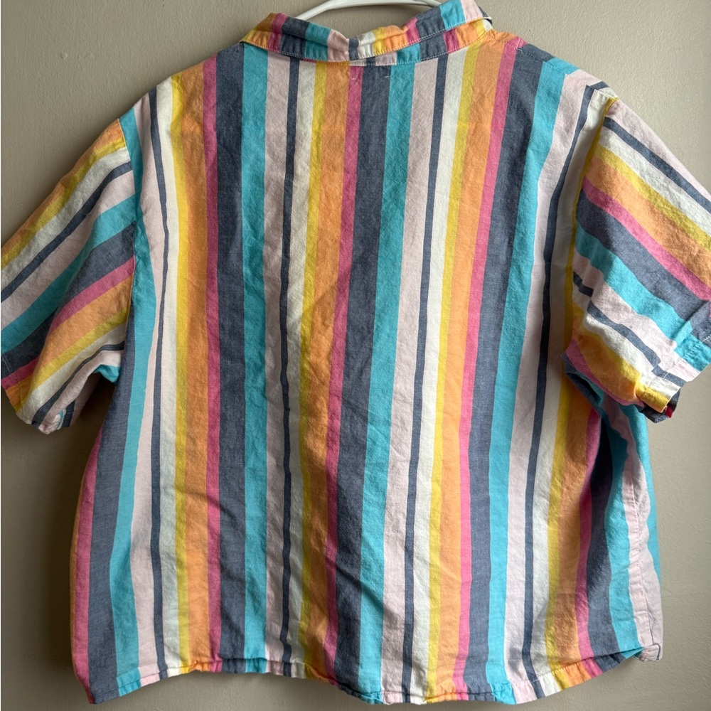 Gap Body Striped Button Down Shirt – XL – Lightweight Cotton Blend Rainbow - Picture 3 of 7